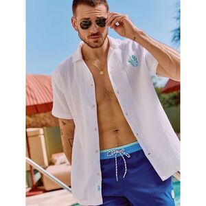 NWOT Chubbies The Magnolia Gauze Sunday Button Front Shirt Size Small